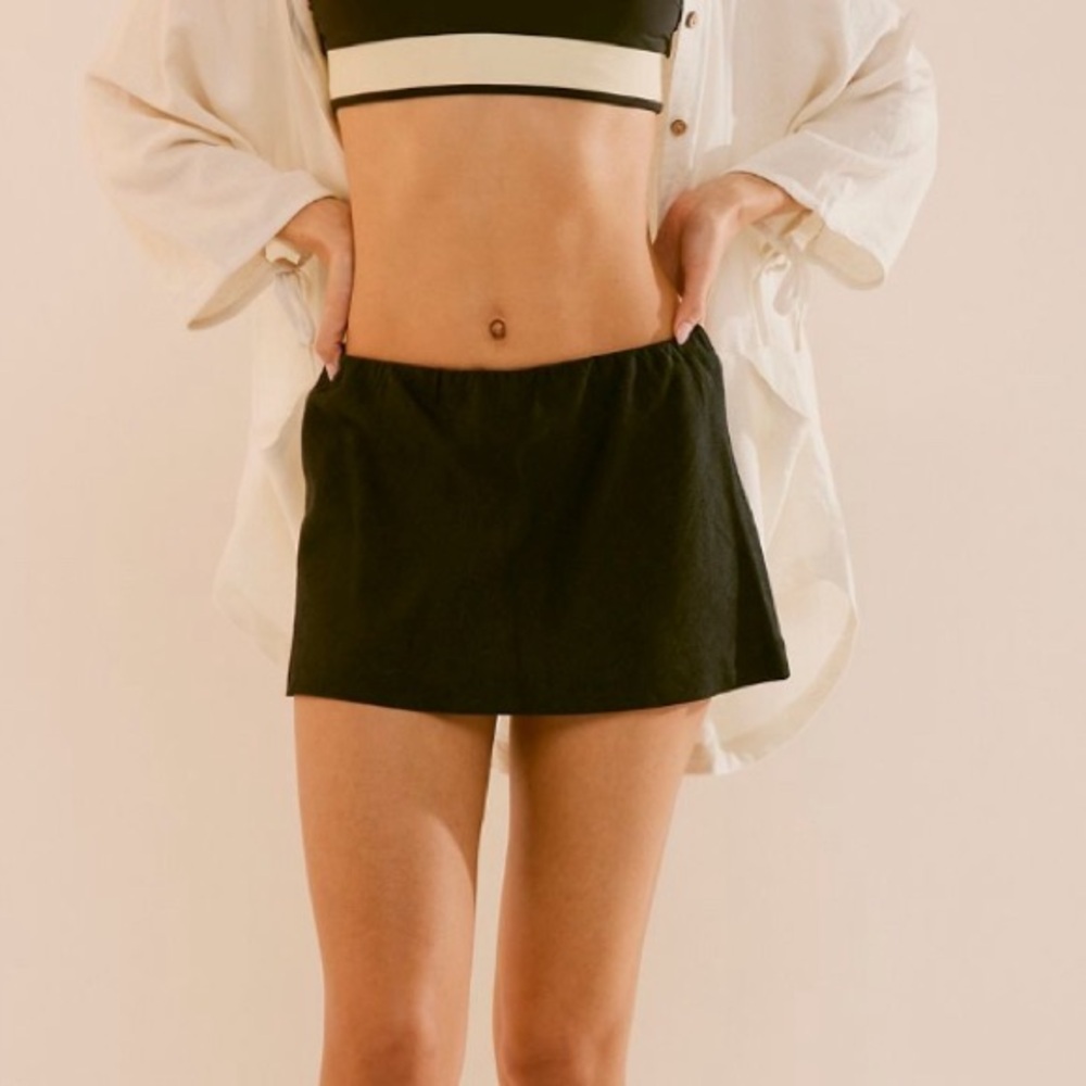 Free People My Little Micro Mini Cotton-Linen Skirt